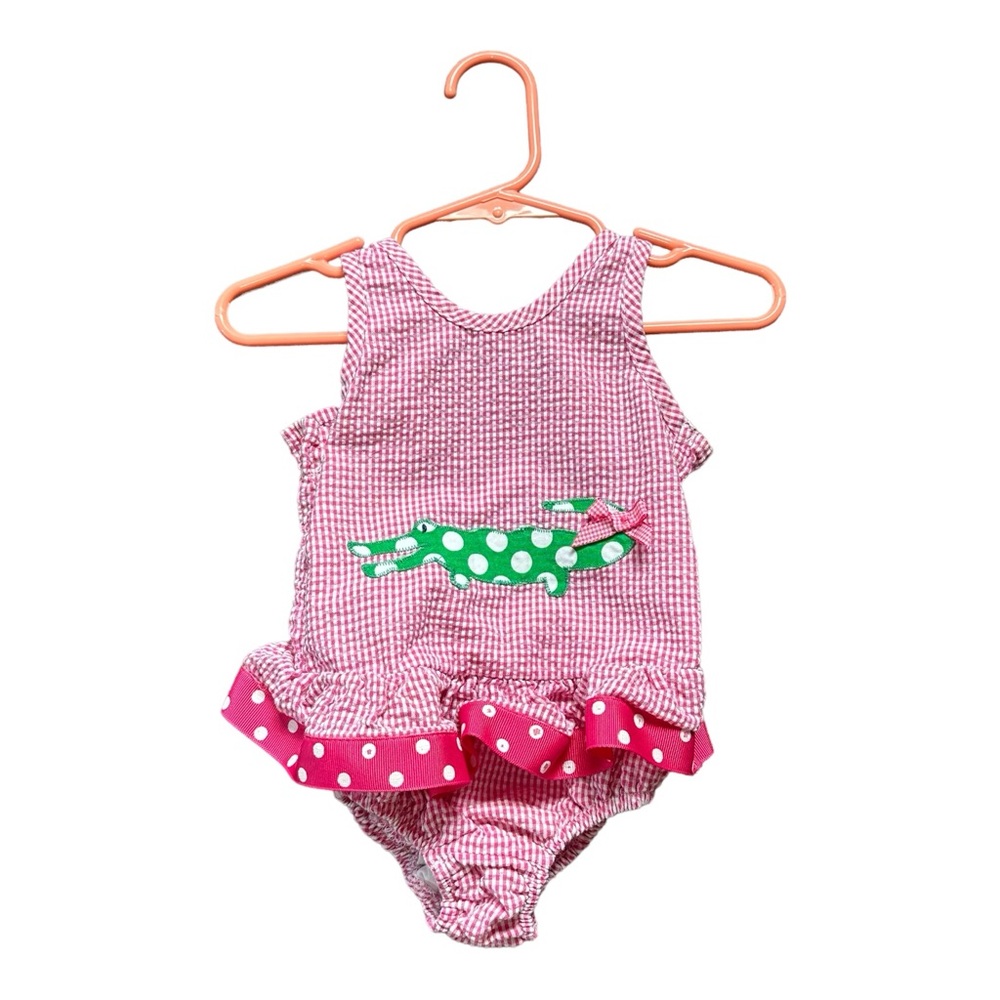 Southern Sunshine girls 18 months bodysuit check pattern polka dot alligator